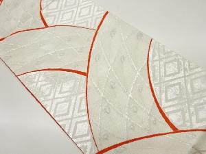 九百錦曲線に孔雀・菱模様織出し袋帯